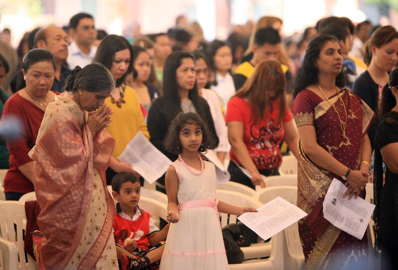 ABU DHABI - UNITED ARAB EMIRATES - 25DEC2012 - Worshippers attended the annual Christmas mass at St Joseph's Cathedral yesterday in Abu Dhabi. Ravindranath K / The National 