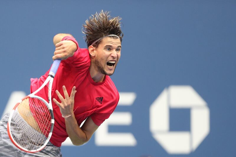 Dominic Thiem on his way to victory over Alexander Zverev in New York.