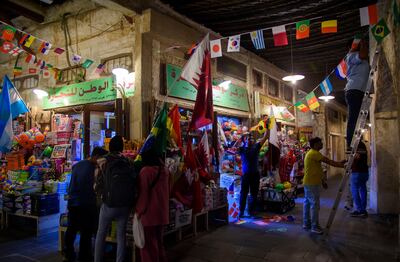 Shoppers at Souq Waqif, a traditional market in Doha, Qatar, home to the 2022 Fifa World Cup. EPA 