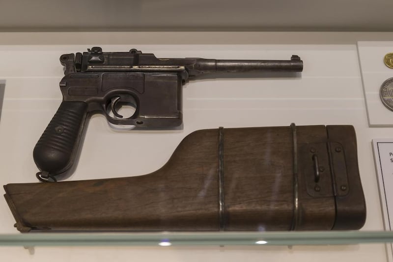An old-fashioned handgun and holster belonging to Sheikh Mohammed bin Hamad Al Sharqi of Fujairah. Antonie Robertson / The National