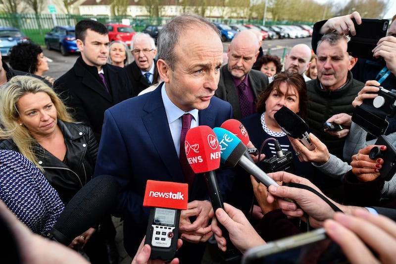 Micheal Martin of Fianna Fail arriving for the Irish General Election count at the Cork South-Central constituency at Nemo Rangers GAA in the Irish general election on February 9, 2020 in Cork, Ireland. Getty Images