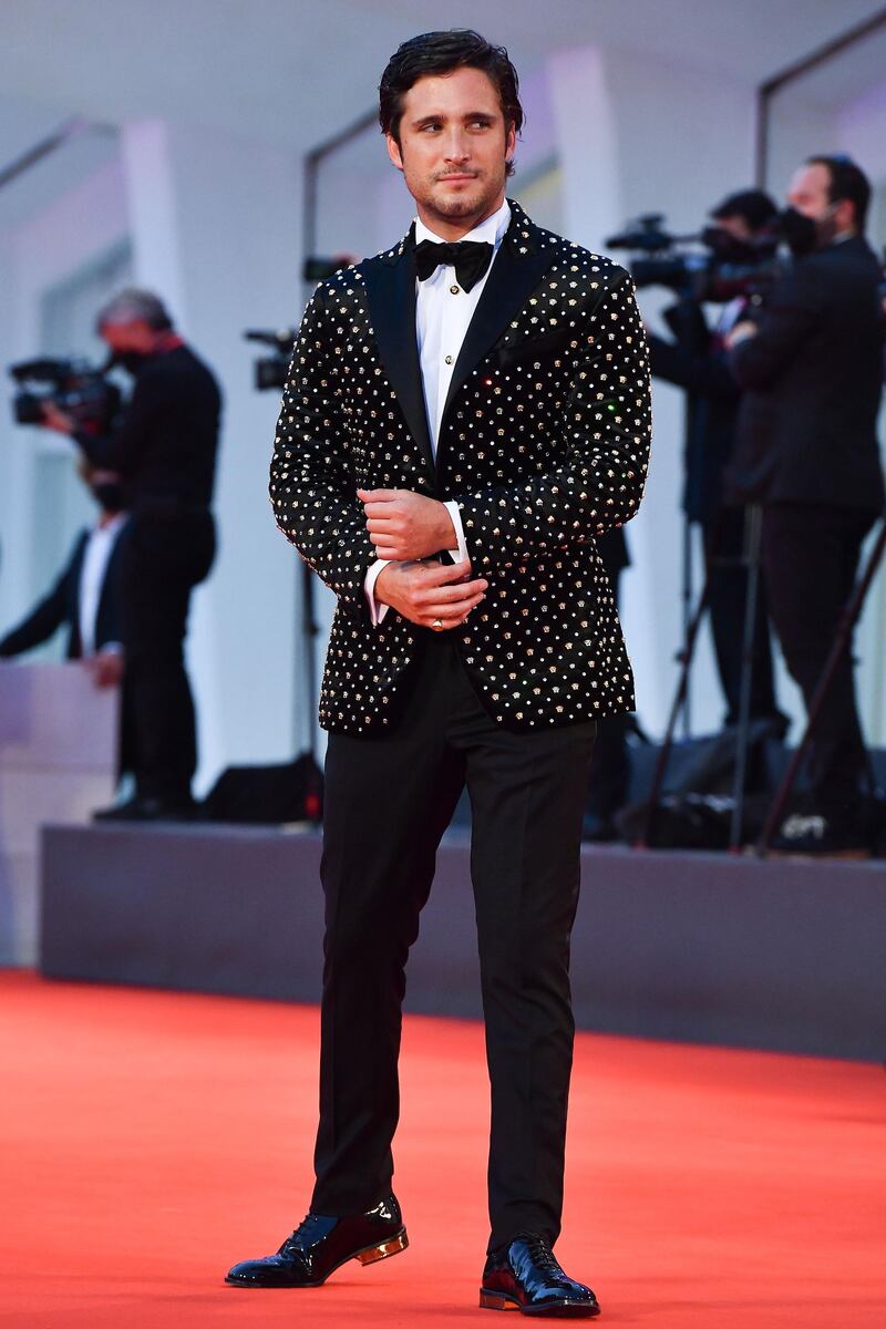 Mexican actor Diego Boneta arrives for the screening of 'Nuevo Orden' at the 77th Venice Film Festival on September 10, 2020. AFP