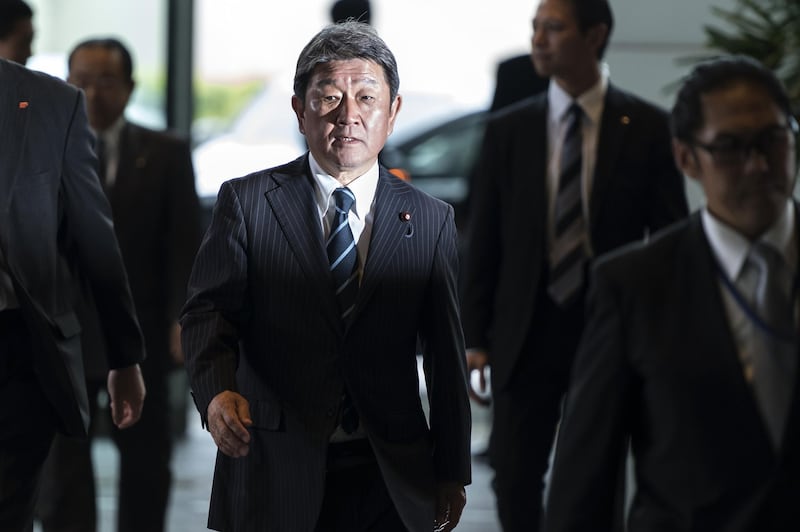 TOKYO, JAPAN - SEPTEMBER 11: Japan's newly appointed Foreign Minister Toshimitsu Motegi arrives at the prime minister's official residence on September 11, 2019 in Tokyo, Japan. Prime Minister Shinzo Abe reshuffled his Cabinet and executives in the ruling Liberal Democratic Party today. (Photo by Tomohiro Ohsumi/Getty Images)
