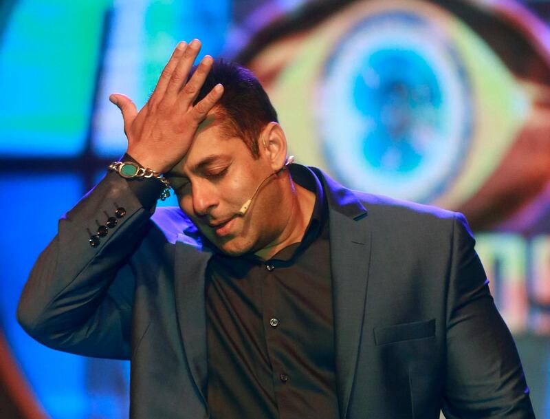 FILE- In this Sept. 28, 2015 file photo, Bollywood actor Salman Khan performs during a news conference to announce the ninth season of reality television show 'Big Boss' in Mumbai, India. Khan has been convicted in a 20-year-old poaching case and could face up to six years in prison. He was convicted of shooting two rare blackbuck deer in a western India wildlife preserve in 1998. (AP Photo/Rafiq Maqbool, File)