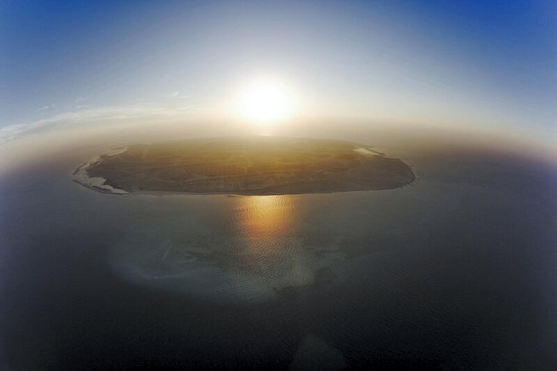 Aerial view of Sir Bani Yas Island, off the coast of Abu Dhabi. Courtesy Anantara