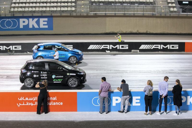 ABU DHABI, UNITED ARAB EMIRATES - JANUARY 17, 2019.

EVRT Drag Race in Yas Marina Circuit.

(Photo by Reem Mohammed/The National)

Reporter: ADAM WORKMAN
Section:  SP