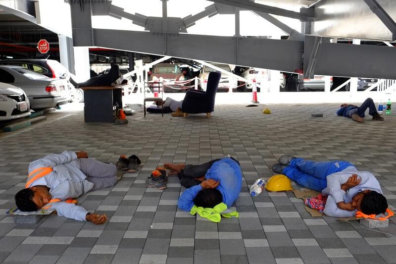 The midday break requires outdoor workers to cease work at lunchtime, between the hours of 12.30 and 3pm.  Delores Johnson / The National