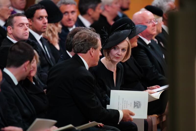 British Prime Minister Liz Truss attends a Service of Prayer and Reflection for the Life of Queen Elizabeth at St Giles' Cathedral. PA