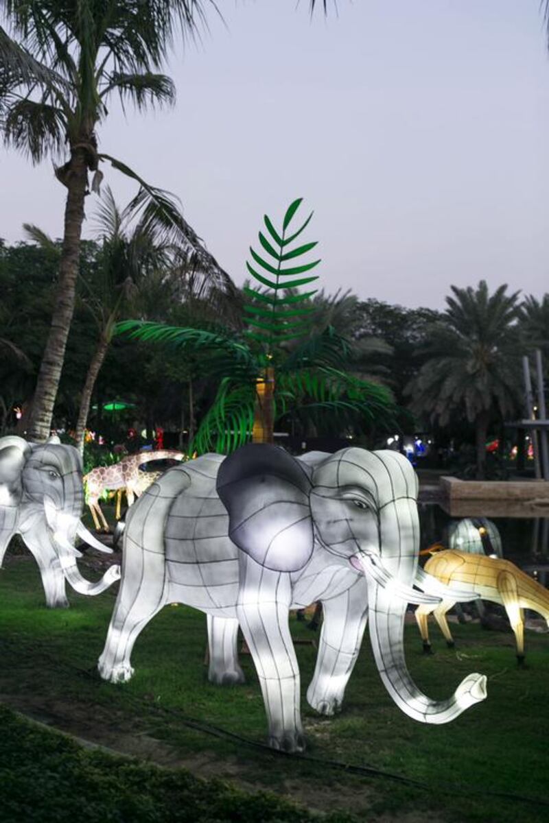 The elephants enclosure at Dubai Garden Glow. Reem Mohammed / The National