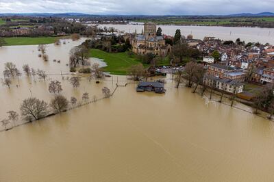 Flooding in Tewkesbury, England, this month. It is hoped the new digital system could prevent such extreme scenarios. PA via AP