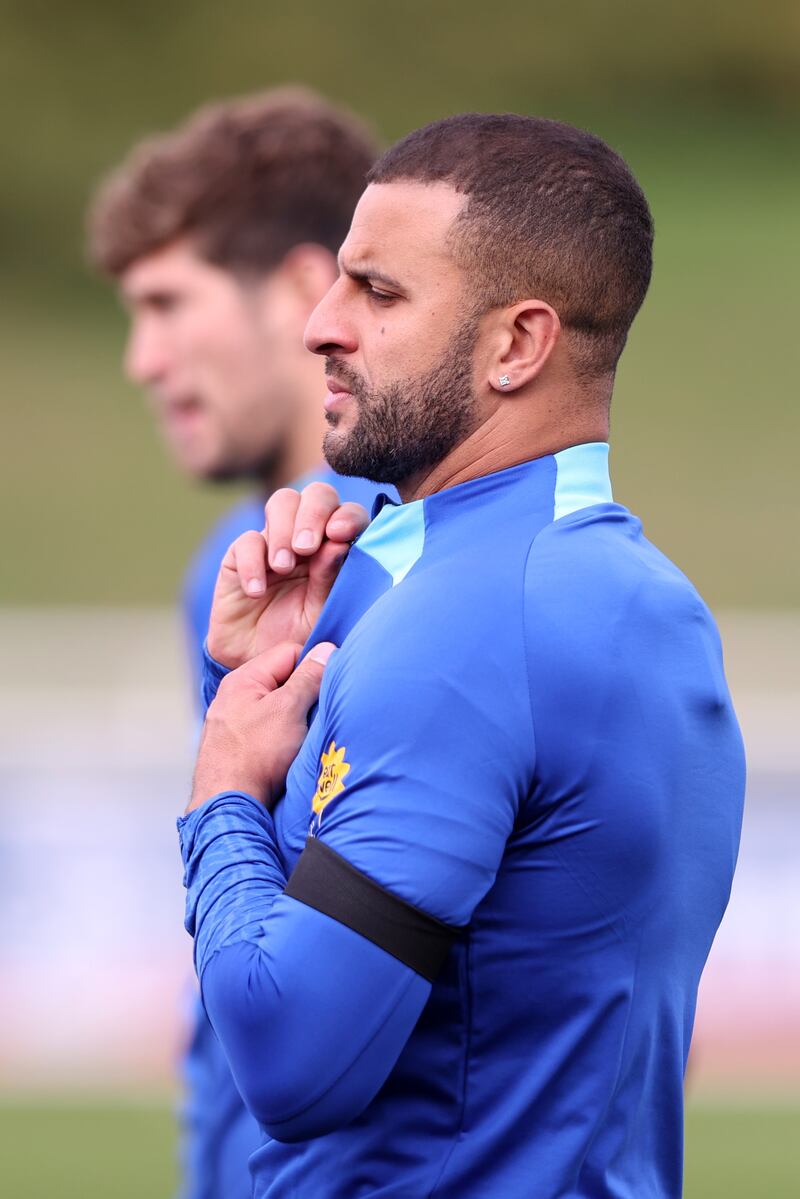 Kyle Walker during England's training session. Getty