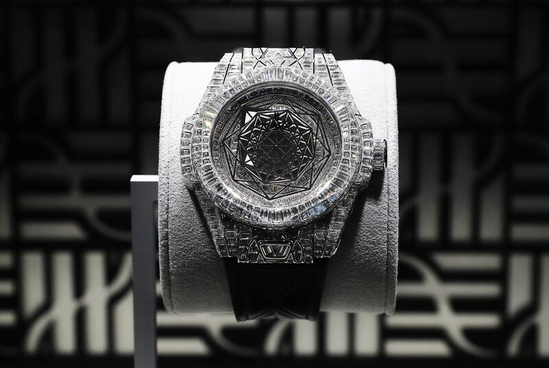 The Hublot, sang bleu, high jewellery watch costs Dh3,788,400.