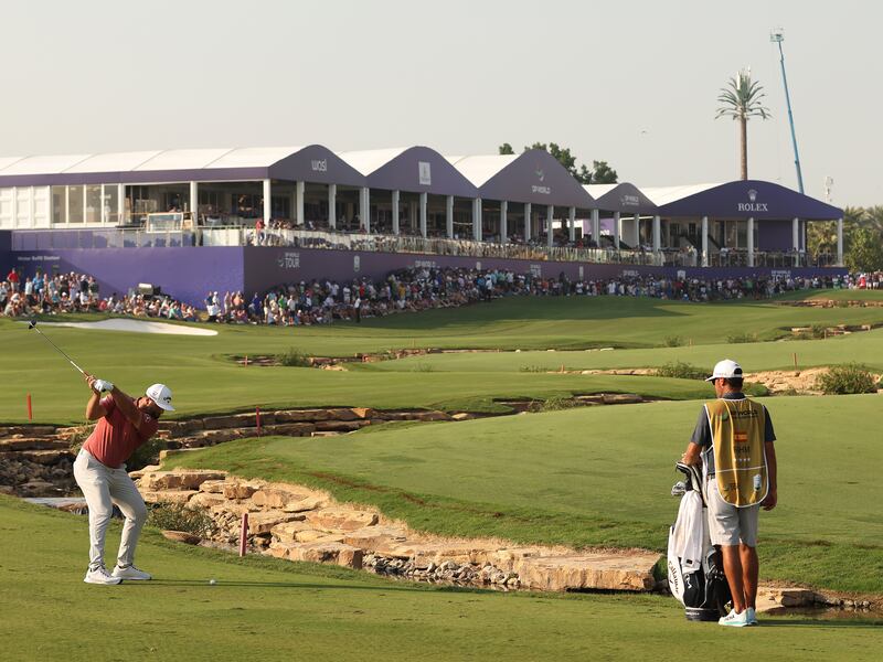 The Earth Lounge at the Earth Course and all temporary structures’ wooden walls were constructed with sustainably produced palm strand board and fully insulated to reduce the amount of energy used for air conditioning cooling. Photo: DP World Tour Championship