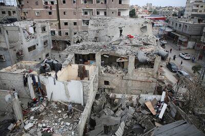 A house damaged in an Israeli strike lies in ruin in Rafah. Reuters