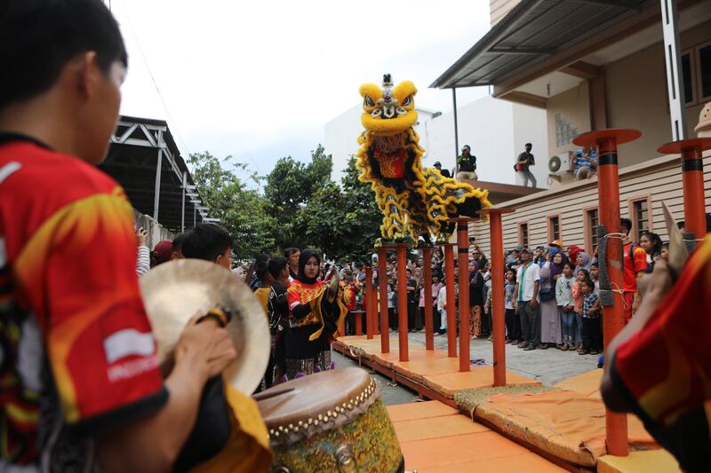 Aceh Lion Dance group performs in Banda Aceh, Indonesia. EPA