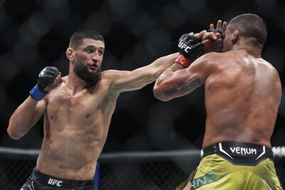 Khamzat Chimaev faces former welterweight champion Kamuru Usman in a middleweight bout at UFC 294. AFP