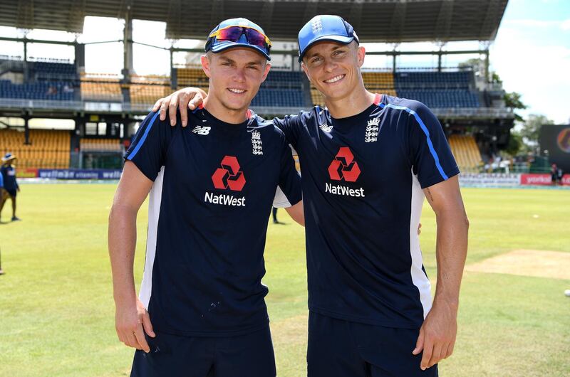COLOMBO, SRI LANKA - OCTOBER 23:  Brothers Sam and Tom Curran ahead of the 5th One Day International match between Sri Lanka and England at R. Premadasa Stadium on October 23, 2018 in Colombo, Sri Lanka.  (Photo by Gareth Copley/Getty Images)
