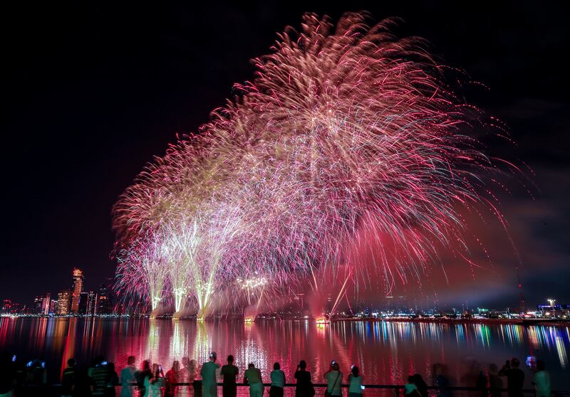 Public holidays such as Eid Al Fitr are celebrated with fireworks in the UAE. Victor Besa / The National