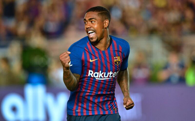 Barcelona's Malcolm celebrates after scoring the match-winning penalty. AFP