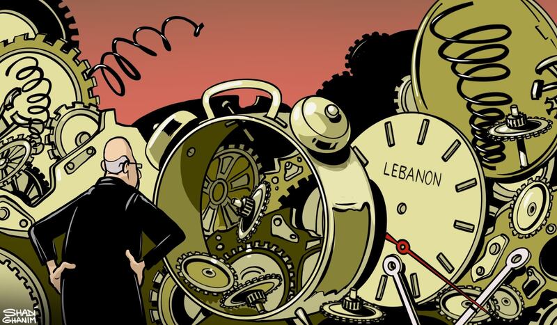Our cartoonist's take on the race against time confronting Lebanon's new government.