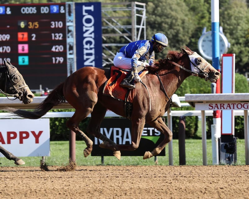 Mystic Guide seen winning the Group 2 Jim Dandy Stakes at Saratoga Race Course. Credit: Coglianese Photos