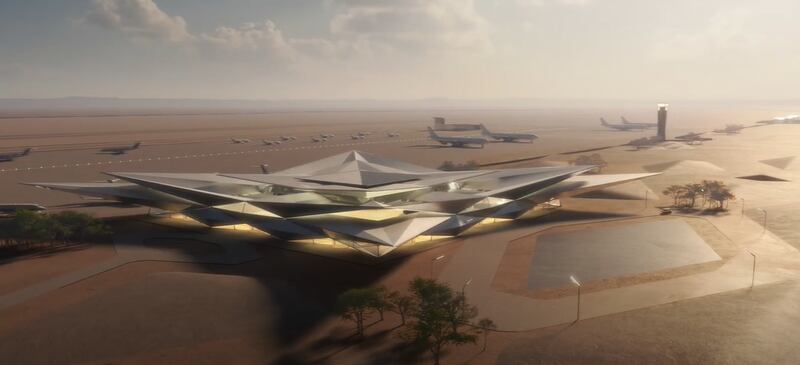 A rendering of the design for Amaala airport in Saudi Arabia, which will cater to the luxury traveller and should be completed by 2023. Supplied