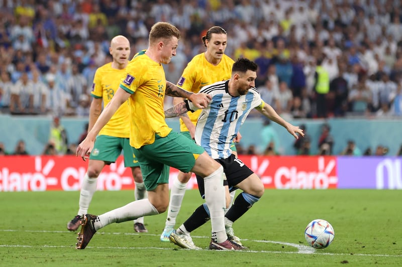 Harry Souttar - 8. Played some lovely passes and also defended well, notably heading away Messi’s free-kick delivery. Was unlucky to see Messi’s shot go through his legs and wasn’t fazed as he put in a strong challenge on the forward. Conjured a good flick in the opposition box and was used as a makeshift forward towards the end. Getty