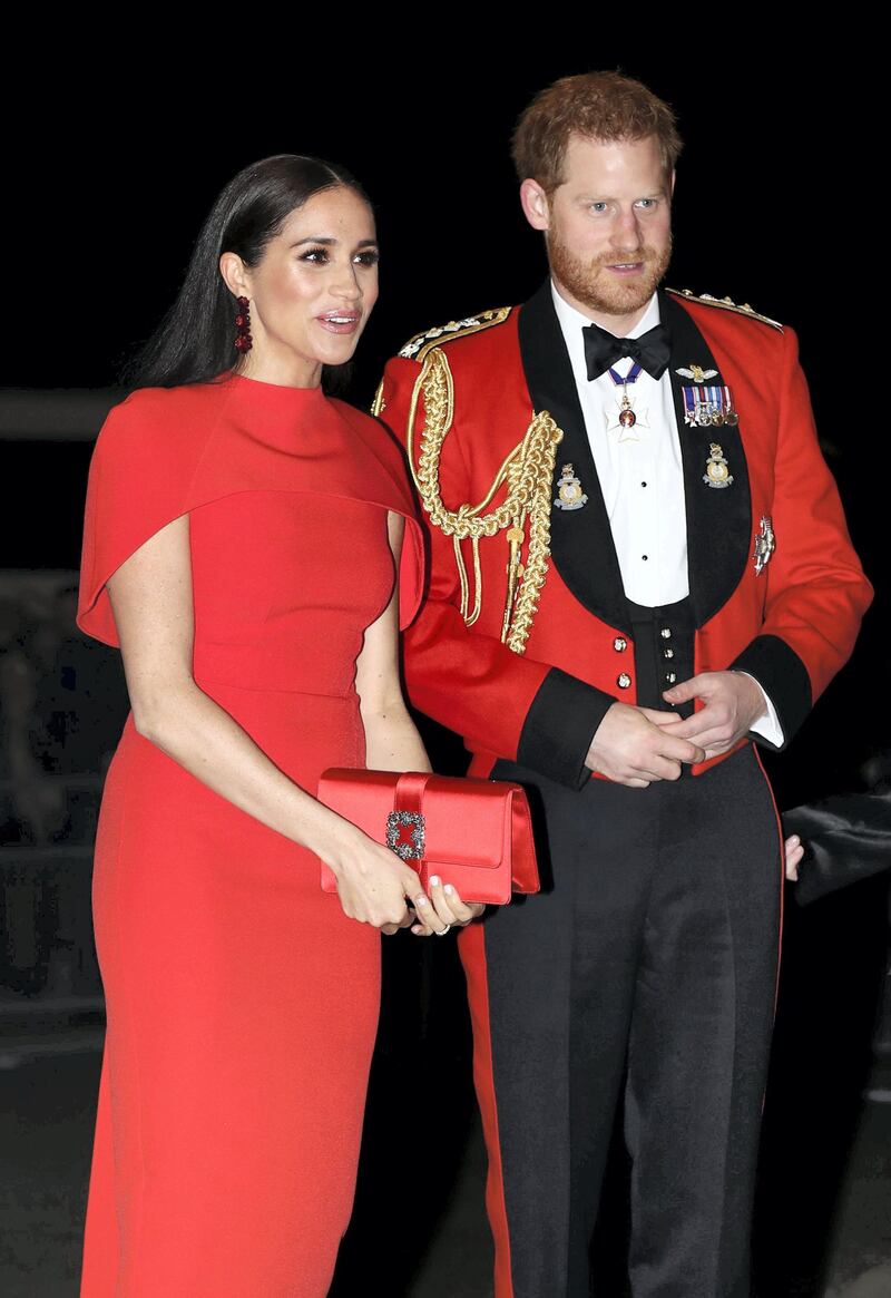 LONDON, ENGLAND - MARCH 07: Prince Harry, Duke of Sussex and Meghan, Duchess of Sussex arrive to attend the Mountbatten Music Festival at Royal Albert Hall on March 7, 2020 in London, England. (Photo by Simon Dawson - WPA Pool/Getty Images)
