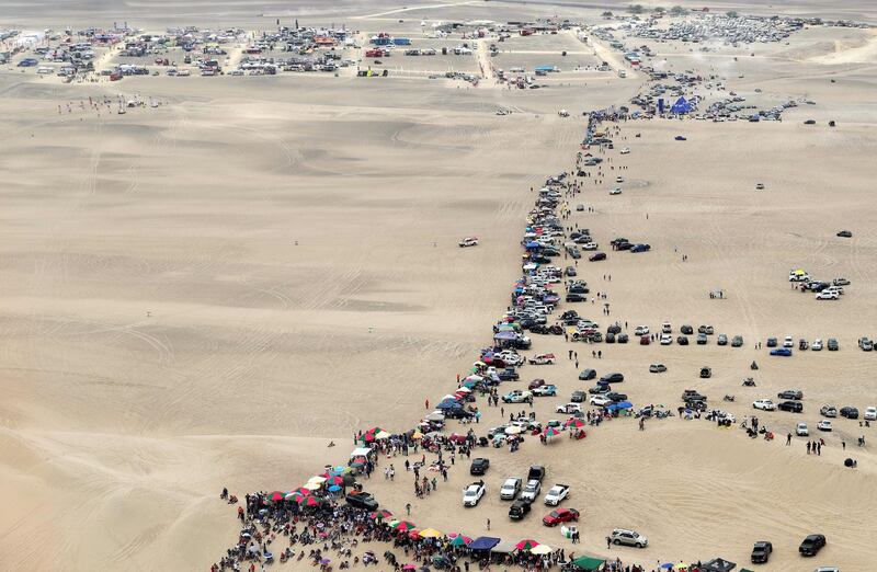An aerial view of the camping during the first stage of the rally. EPA
