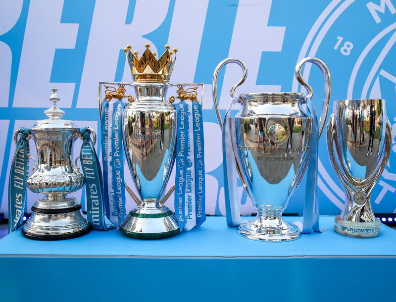 Manchester City's trophies displayed at the Louvre Abu Dhabi