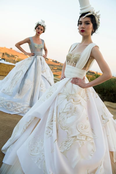 Classical motifs featured on ballgowns. Courtesy Dolce & Gabbana