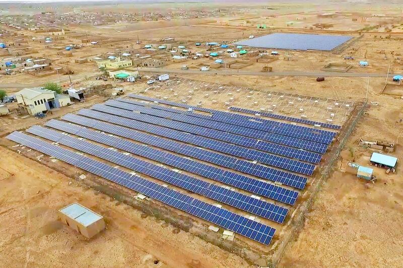 One of Masdar’s solar projects being constructed in the Islamic Republic of Mauritania. Masdar, which broke ground on the project in December, says it has passed the halfway mark in its project to construct a 16.6MW solar power plant network in the country. Courtesy Masdar 