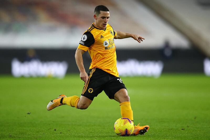 WOLVERHAMPTON, ENGLAND - DECEMBER 27: Daniel Podence of Wolverhampton Wanderers during the Premier League match between Wolverhampton Wanderers and Tottenham Hotspur at Molineux on December 27, 2020 in Wolverhampton, England. (Photo by Michael Steele/Getty Images)