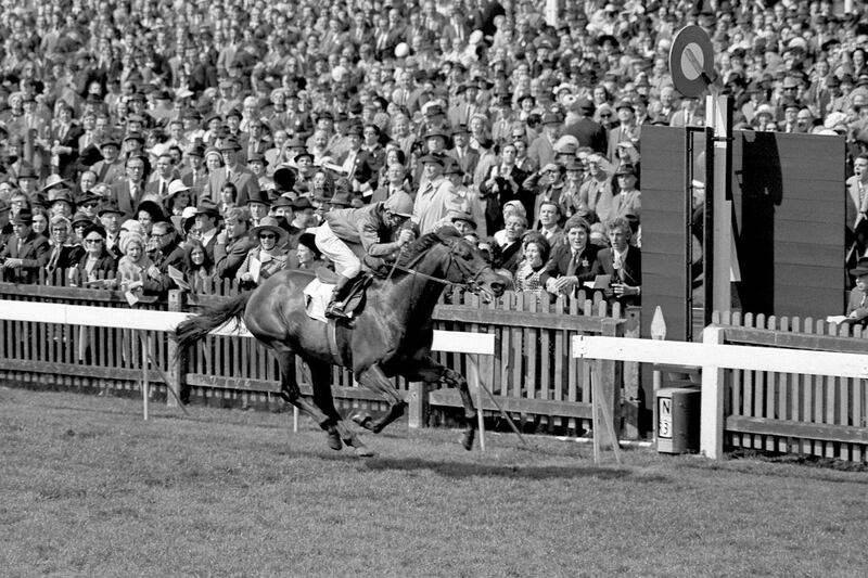 Brigadier Gerard, Joe Mercer up, comes home to win The 2000 Guineas.  (Photo by S&G/PA Images via Getty Images)
