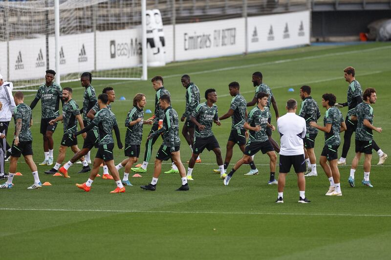 Real players during training at Valdebebas Sports City in Madrid. EPA