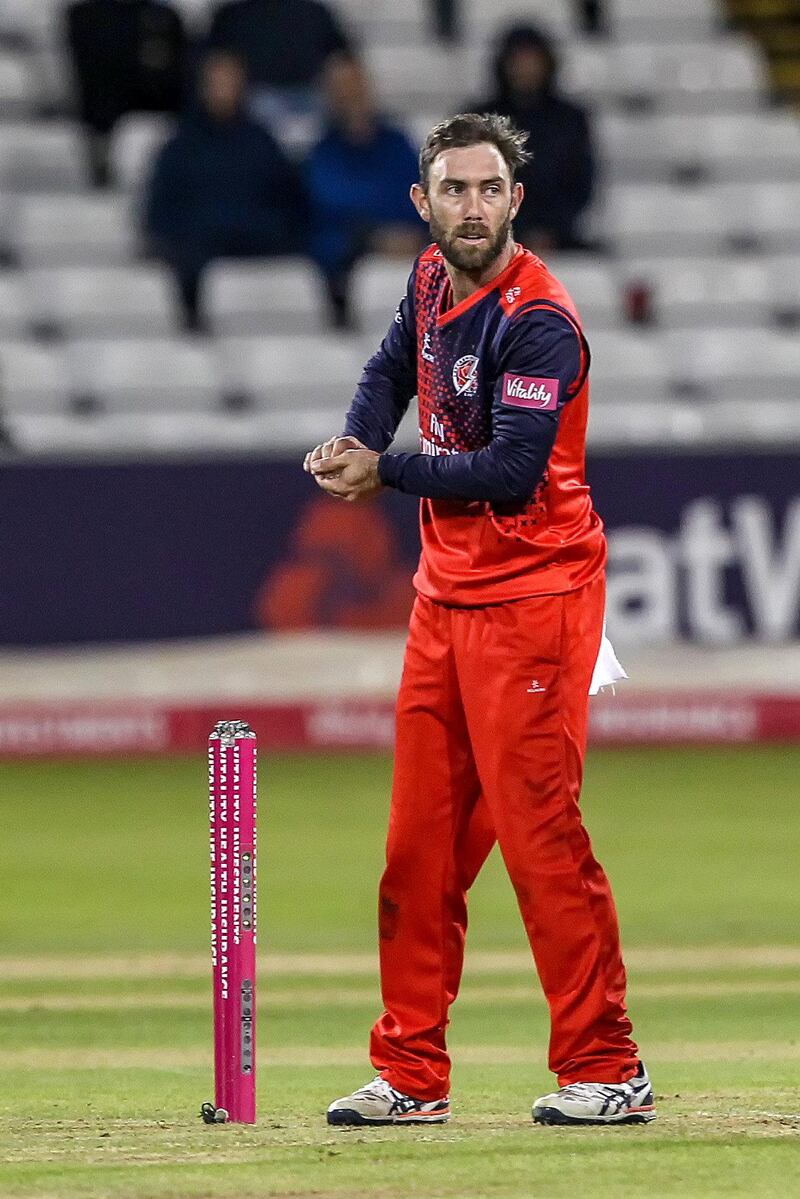 Glenn Maxwell of Lancashire Lightning during the Vitality Blast T20 match between Lancashire and Essex at Emirates Riverside, Chester le Street on Wednesday 4th September 2019. (Photo by Mark Fletcher/MI News/NurPhoto via Getty Images)