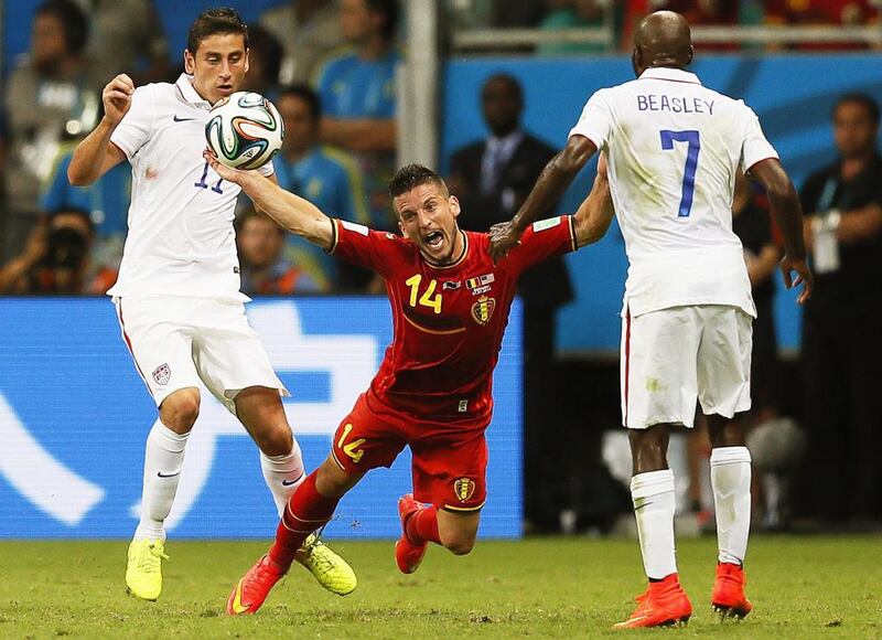 Dries Mertens of Belgium in action against the US on Tuesday in the 2014 World Cup round of 16. Yuri Kochetkov / EPA