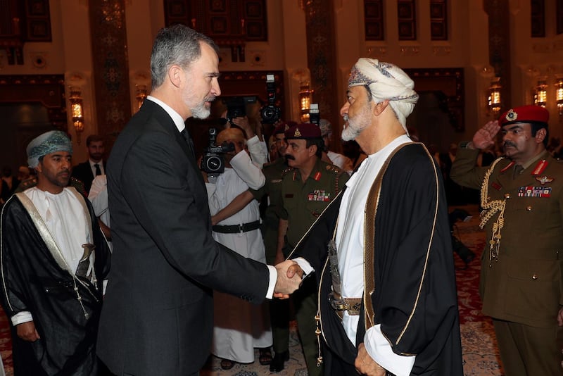 Spanish King Felipe VI offers condolences to Oman's new Sultan Haitham on the death of Sultan Qaboos.  EPA