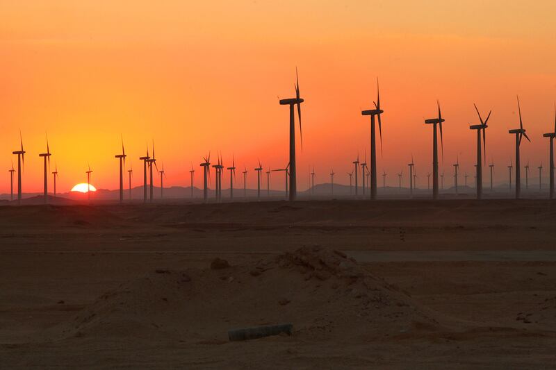Egypt's largest wind farm in Zafarana produces 545MW. Victoria Hazou / The National