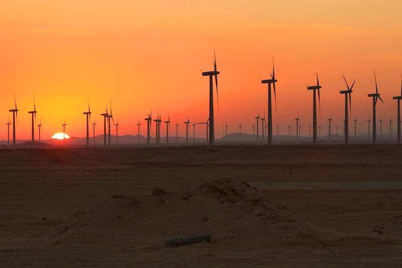 The Zafarana wind farm in Egypt. The country aims to source 42 per cent of its energy from renewable sources by 2030. Victoria Hazou / The National