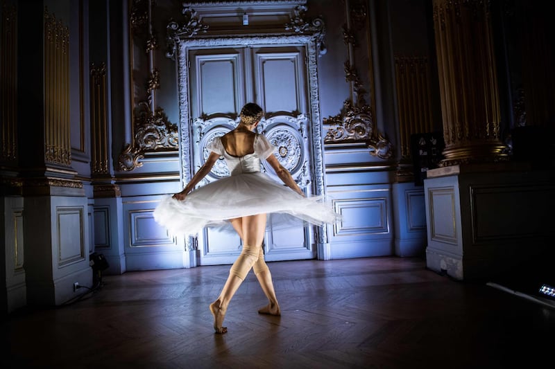 A dancer of the Paris Opera Ballet performs during the show "Degas Danse"  at the Orsay museum in Paris. AFP