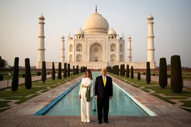 US President Donald Trump and first lady Melania Trump tour the historic Taj Mahal, in Agra, India. Reuters