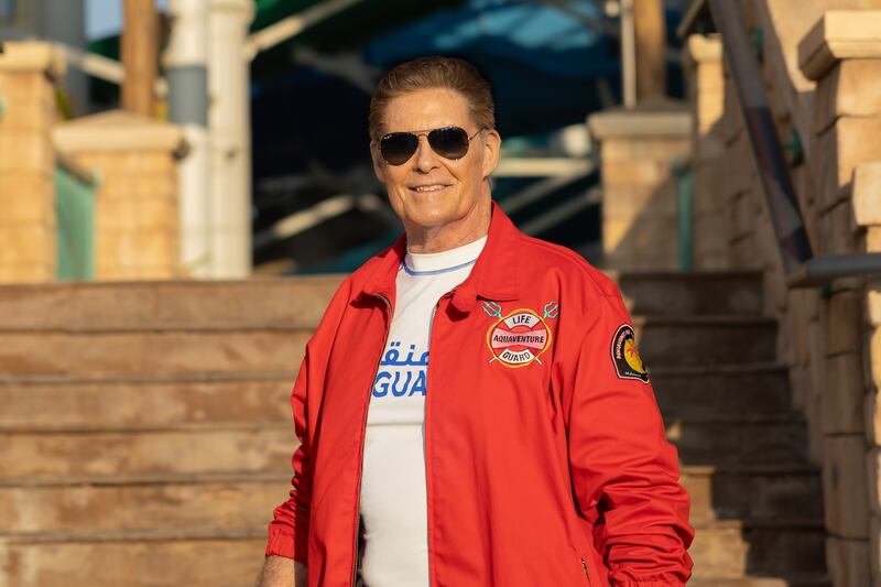 David Hasselhoff is on to lifeguard duty in Aquaventure's relaunch campaign, called Where Legendary Lives. Photo: Aquaventure Dubai