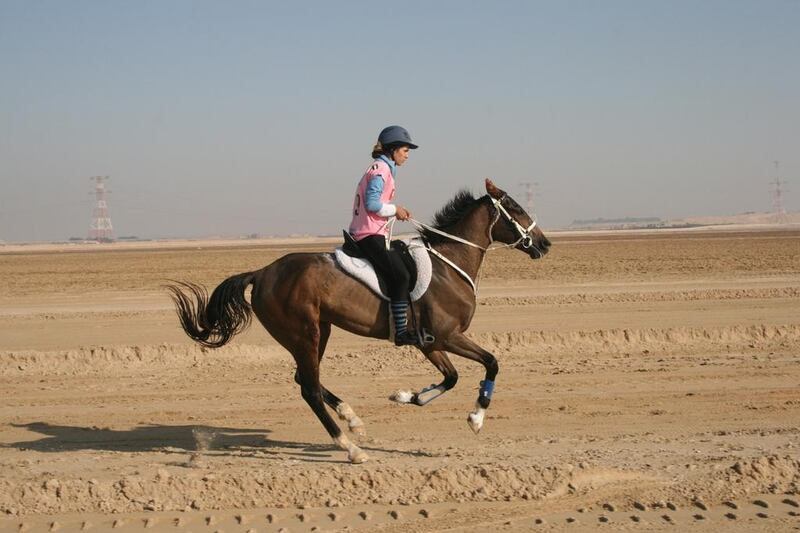 Uma Mencia, who is taking part in the Mongol Derby, trains at the Fazza Endurance Team stables in Dubai. Courtesy Uma Mencia