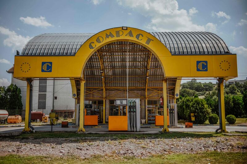 A Compact petrol station near the town of Gjilan, Kosovo.