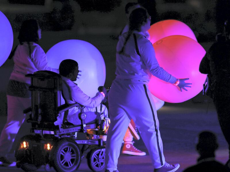 Abu Dhabi, United Arab Emirates - March 17th, 2018: A dance is performed at the start of the ceremony. The Opening Ceremony of the Special Olympics Regional Games. Saturday, March 17th, 2018. ADNEC, Abu Dhabi. Chris Whiteoak / The National