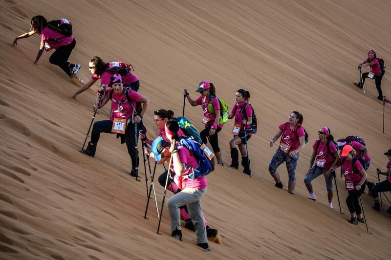 Teams consist of three women who traverse distances of up to 27 kilometres. AFP