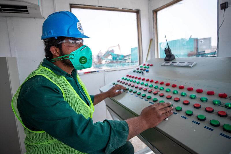 Abu Dhabi, United Arab Emirates, March 10, 2021.  A tour of the Ghayathi waste crusher facility in Al Dhafra region.
Victor Besa/The National
Section:  NA
Reporter:  Haneen Dajani