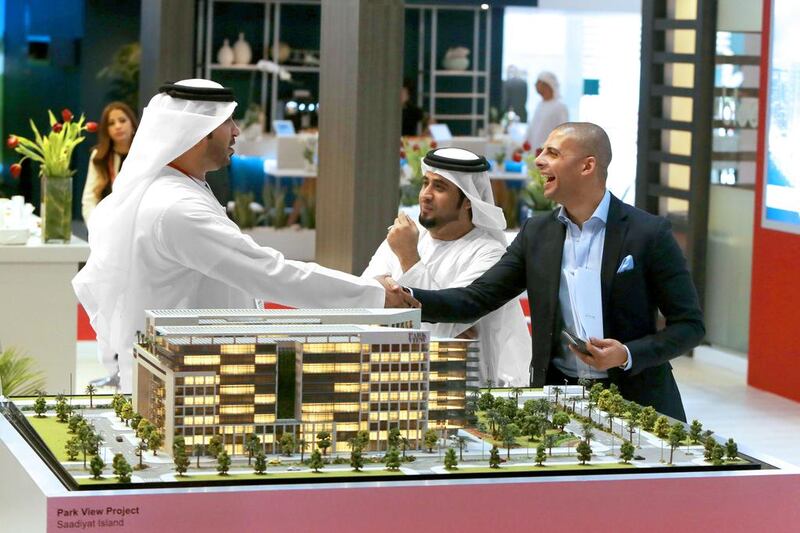 Above, a model of the Park View project by developer Bloom Properties, subsidiary of Bloom Holding, at Citycape Abu Dhabi. Christopher Pike / The National