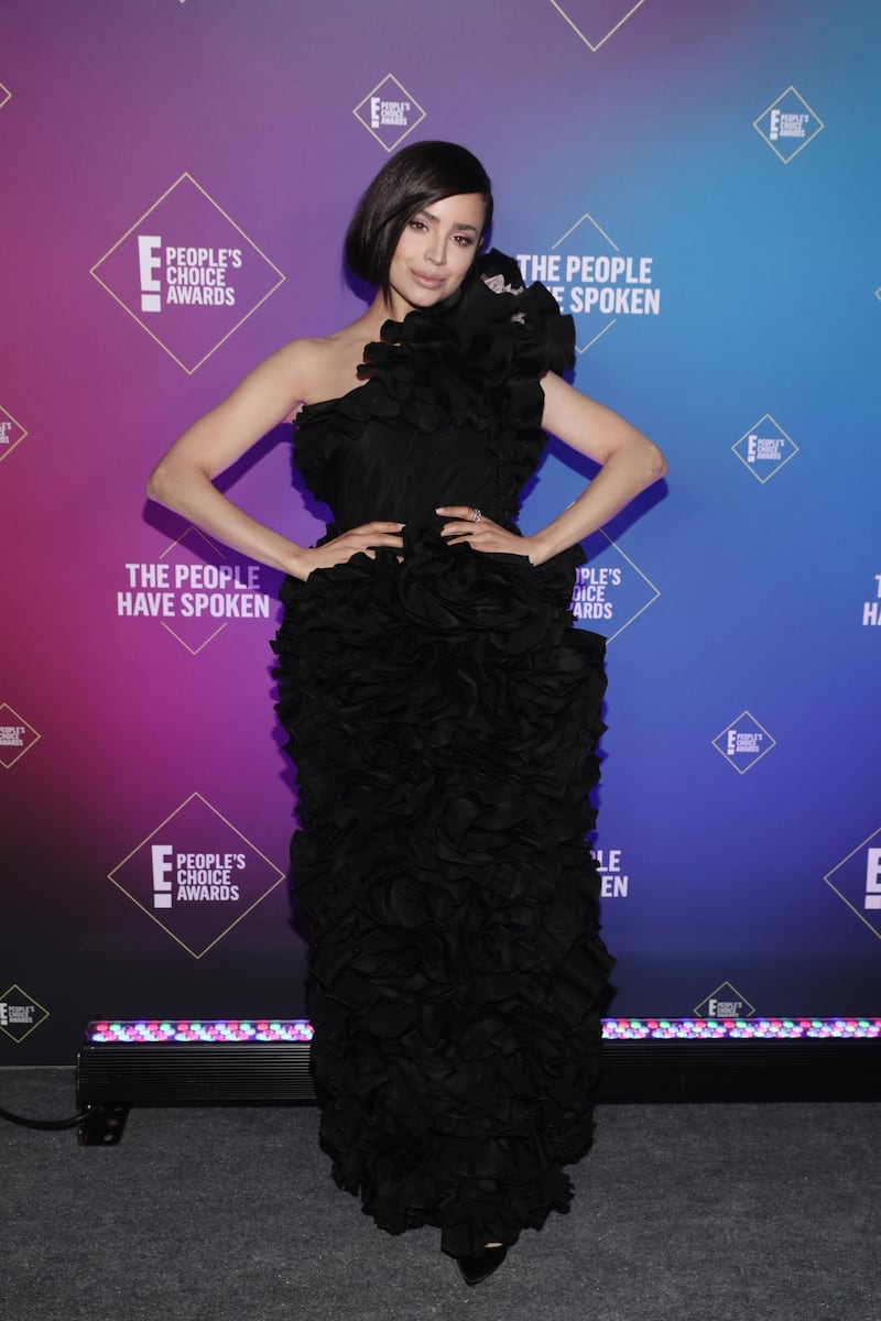 SANTA MONICA, CALIFORNIA - NOVEMBER 15: 2020 E! PEOPLE'S CHOICE AWARDS -- In this image released on November 15, Sofia Carson attends the 2020 E! People's Choice Awards held at the Barker Hangar in Santa Monica, California and on broadcast on Sunday, November 15, 2020. (Photo by Todd Williamson/E! Entertainment/NBCU Photo Bank via Getty Images)
